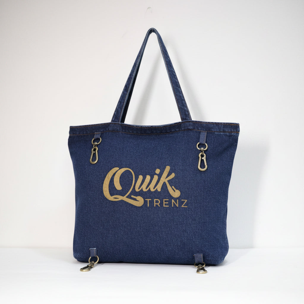 Denim Tote Bag - Dark Blue – Quik Trenz