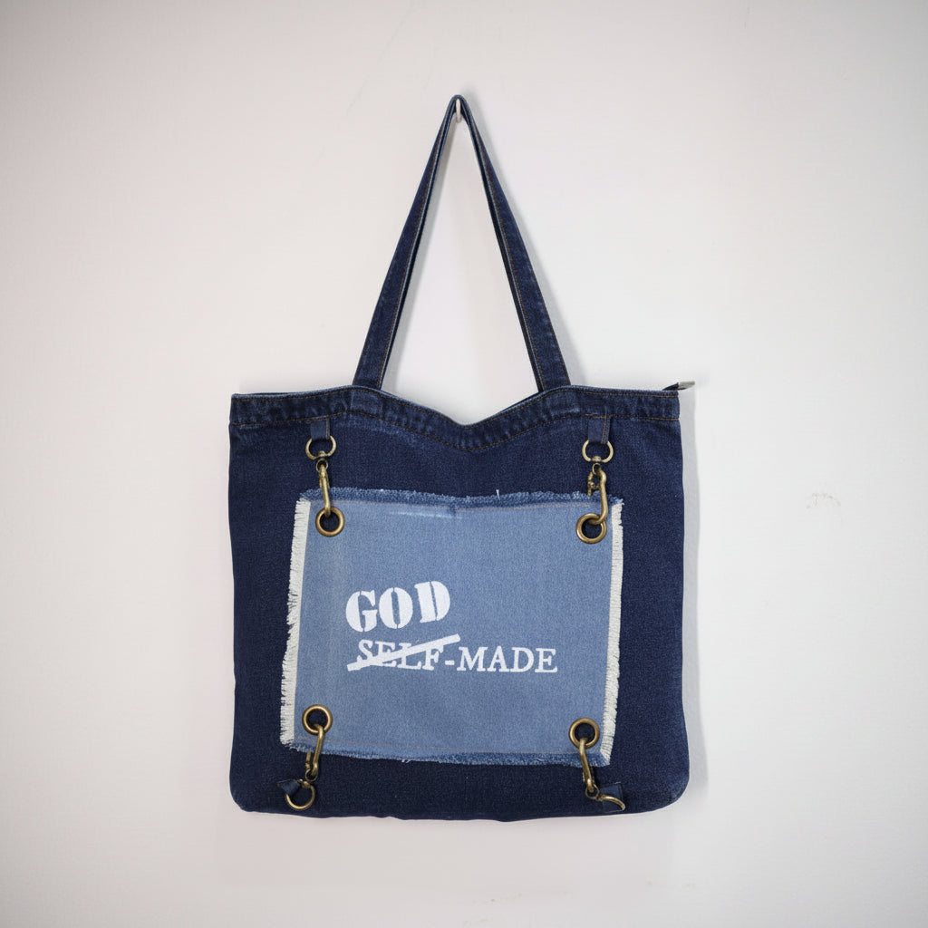 Denim Tote Bag - Dark Blue – Quik Trenz