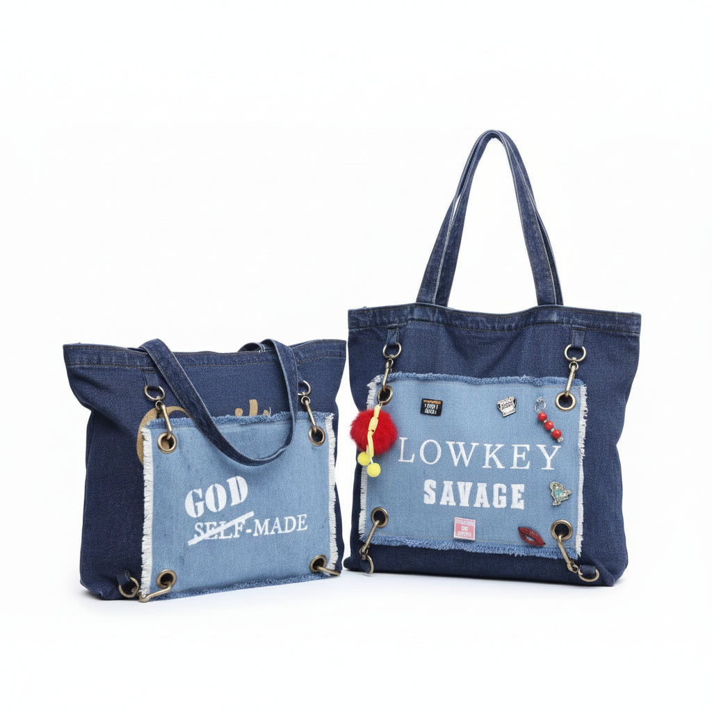 Denim Tote Bag - Dark Blue