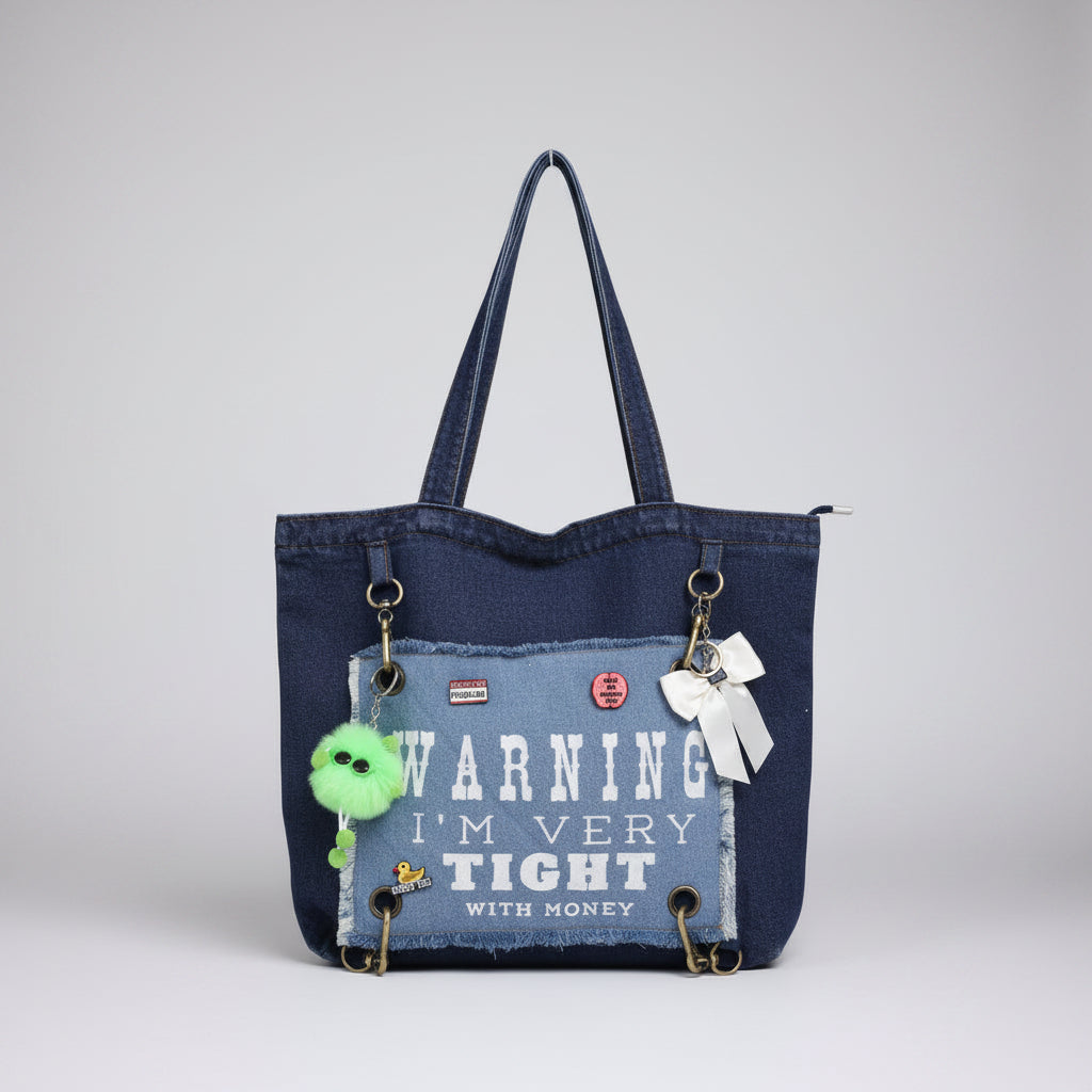 Denim Tote Bag - Dark Blue
